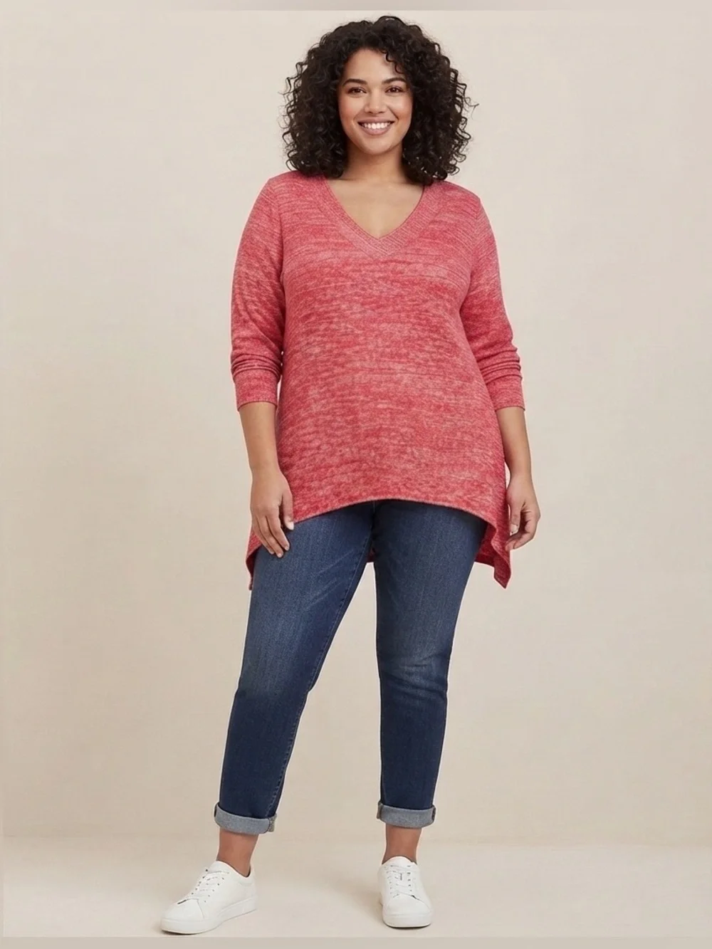 Torrid Super Soft Plush V-Neck Drop Shoulder Sharkbite Hem Top